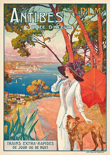 Vintage poster voor Antibes aan de Cote d'Azur in Frankrijk