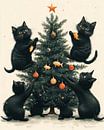 Festliche Katzen und der Weihnachtsbaum von Hikmah Hidahasbi Miniaturansicht