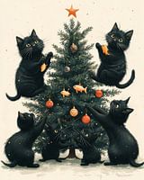 Festliche Katzen und der Weihnachtsbaum