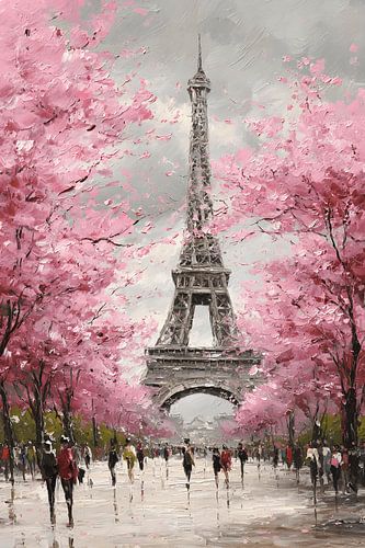 Personnes devant la tour Eiffel portrait