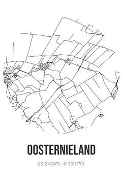 Oosternieland (Groningen) | Landkaart | Zwart-wit van Rezona