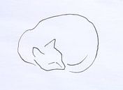 Schlafende Katze Strichzeichnung von Paul Nieuwendijk Miniaturansicht