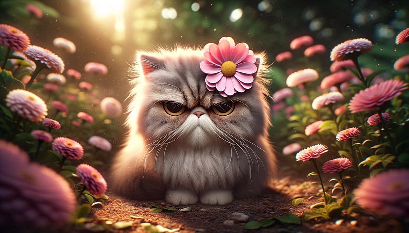 Melancholische bloemen met een kattenblik van artefacti