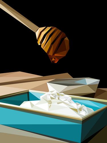 Honingraat en bloemschuim – Abstracte lowpoly