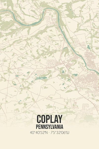 Carte ancienne de Coplay (Pennsylvanie), USA. par Affiches de lieux