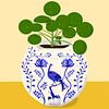 Pannenkoekplant in Delfts blauwe pot van Linda van Moerkerken