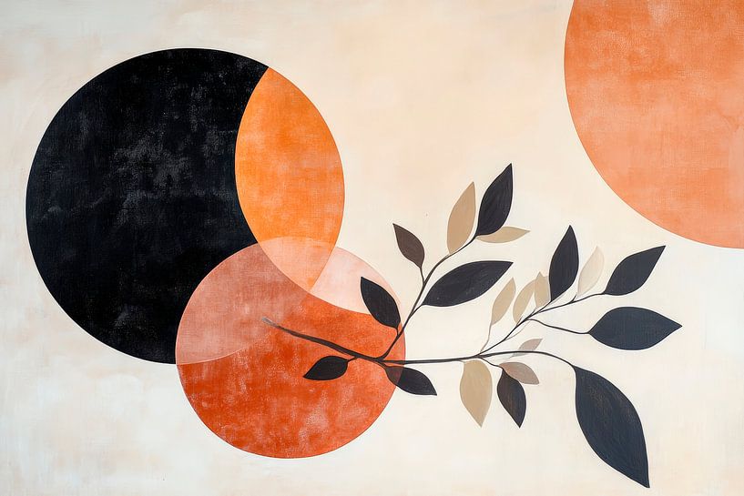 Kreative Komposition mit Kreisen und Zweigen von Poster Art Shop