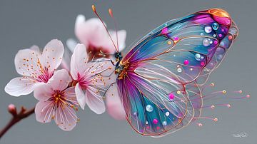 vlinder op bloem van Gelissen Artworks