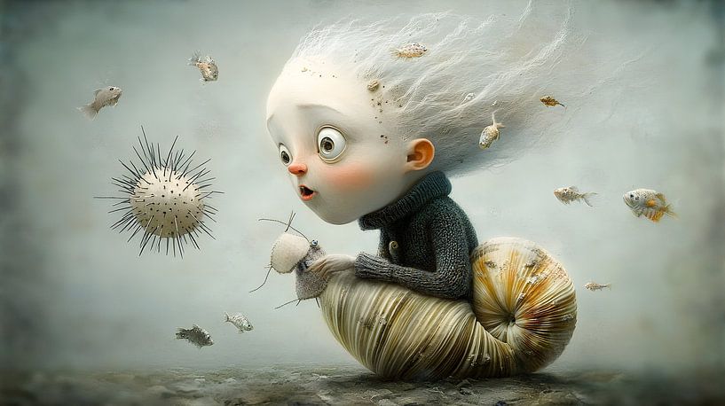 Knitting shuttle with sea urchin pincushion by Heike Hultsch