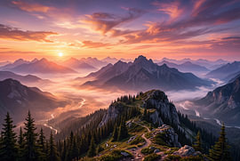 Majestic Mountain Sunset by Markus Gann