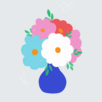 Abstract still life Vase with Flowers - square
