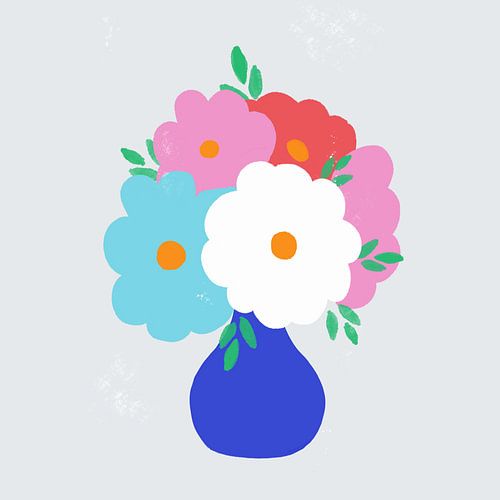 Abstract stilleven Vaas met Bloemen - vierkant