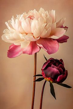 Zarte Pfingstrosen in Pastellfarben von Poster Art Shop