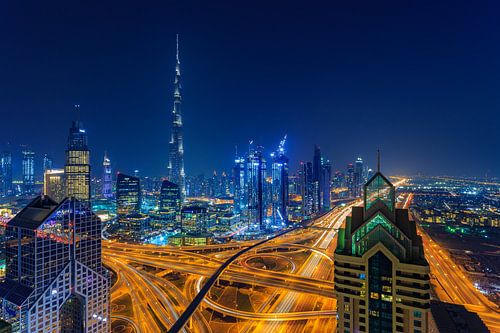 Dubaï de nuit - Burj Khalifa et centre-ville de Dubaï - 6