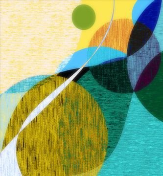 Modern abstract met blauw van Corinne Welp