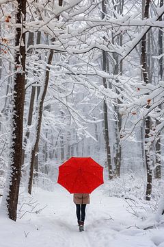 Bevroren bos, paraplu van fernlichtsicht