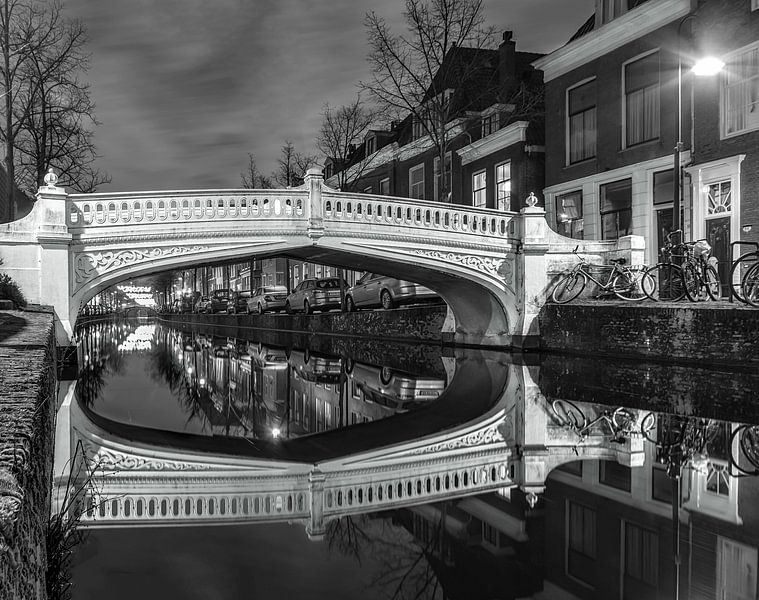 Delft Visbrug zwart-wit von Els van Dongen