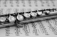 Transverse flute on sheet music