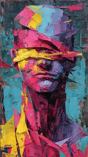 Surreal Orbit Mind Distortion Abstract Figure with Floating Objects in Psychological Chaos Art Composition
