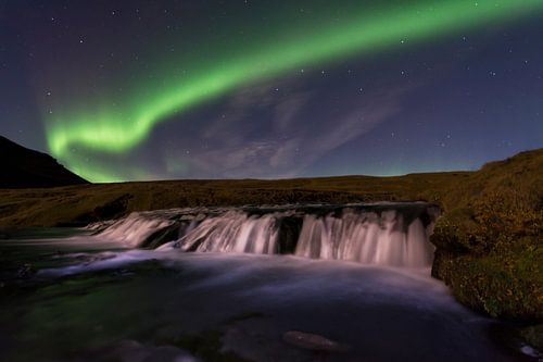 Aurore boreale a Skogafoss
