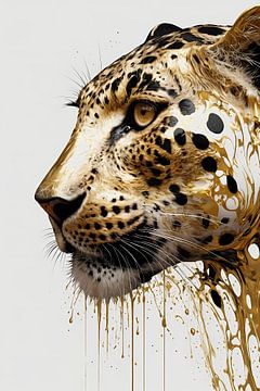 Gilded Leopard in Dynamic Art by De Muurdecoratie