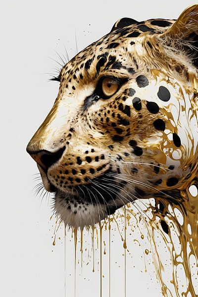 Vergoldeter Leopard in der dynamischen Kunst von Art & Soul Creations