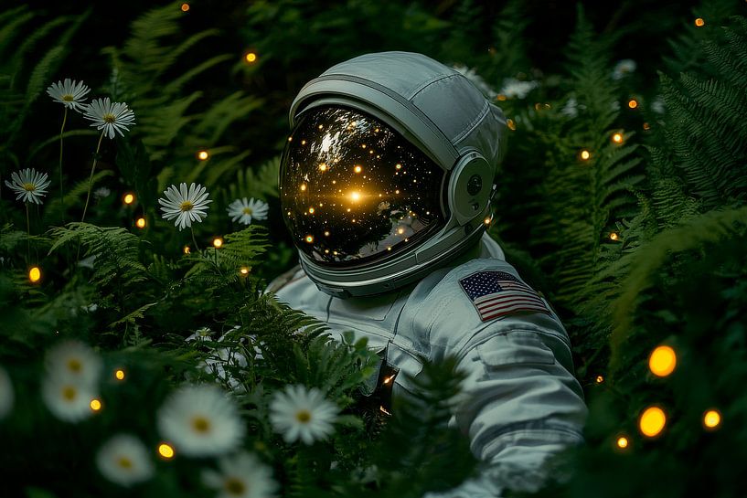 Astronaut in the flower field - Dreamlike nature by Poster Art Shop