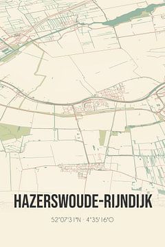 Vintage map of Hazerswoude-Rijndijk (South Holland) by Rezona