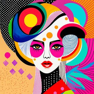 Abstraktes farbenfrohes Frauenporträt. Serie PopArt-2