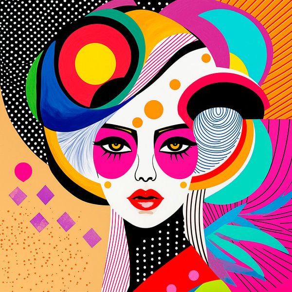 Abstract Colourful Female Portrait. PopArt-2 series by Studio Pieternel