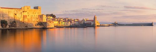 Panorama en zonsopkomst in Collioure, Frankrijk