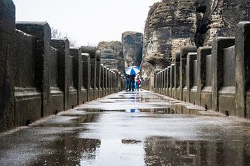 Basteibrücke bei Regen von Holger Spieker