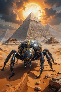 Fantasy Pharaoh Wall Art: KHEPRION - An Egyptian Scarab in Front of the Pyramids