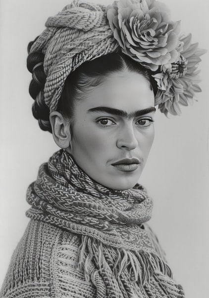 Frida Poster Black and White von Niklas Maximilian