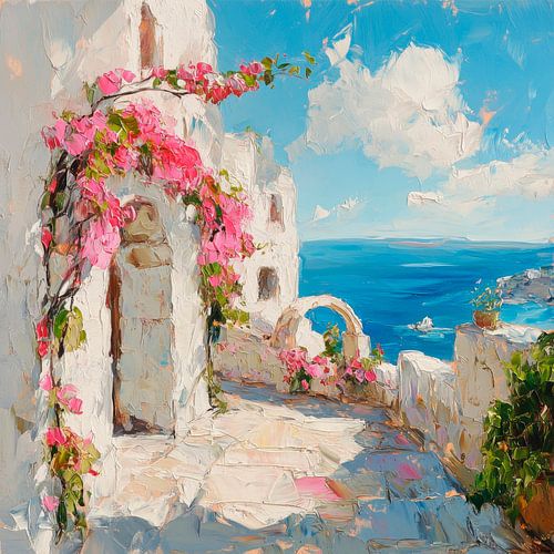 Coastal view with flowers