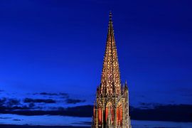 Freiburg Cathedral Tower Illuminated by Patrick Lohmüller