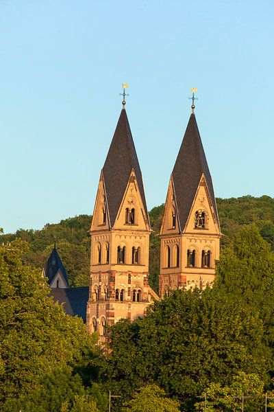 Basiliek St. Kastor in het avondlicht, Koblenz, Rijnland-Palts, Duitsland, Europa van Torsten Krüger
