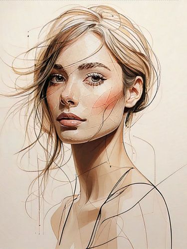 Minimalistisches blondes Frauenporträt von rendyokt rendy