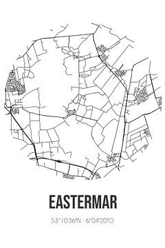 Eastermar (Fryslan) | Landkaart | Zwart-wit van Rezona