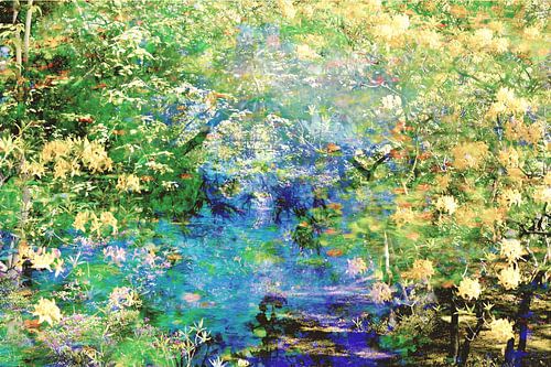 Landschap met waterspiegelingen van Diana Mets