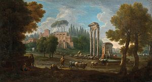 The Palatine and Temple of Castor and Pollux with figures, Rome, Jan Frans van Bloemen