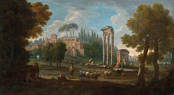 Der Palatin und der Tempel von Castor und Pollux mit Figuren, Rom, Jan Frans van Bloemen