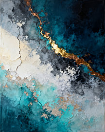 Mineralischer Fluss in Petrol und Gold von Hayaam Studios