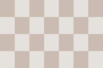 Dambordpatroon. Moderne abstracte minimalistische geometrische vormen in beige en wit 12_1 van Dina Dankers