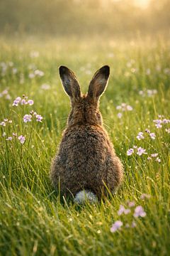 Hare in the morning silence by Mellany van der Velde
