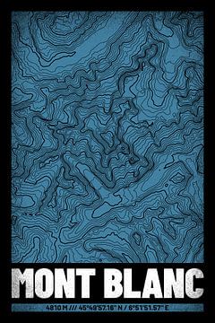 Mont Blanc | Topographie de la carte (Grunge) sur ViaMapia