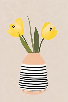 Strepen & Tulpen in zacht Roze van Studio BB