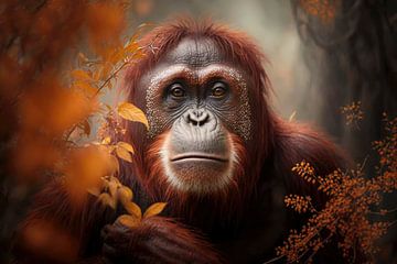 Orang-utan monkey by Digitale Schilderijen