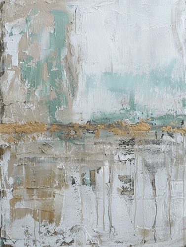 Modern abstract, blauw, goud en wit