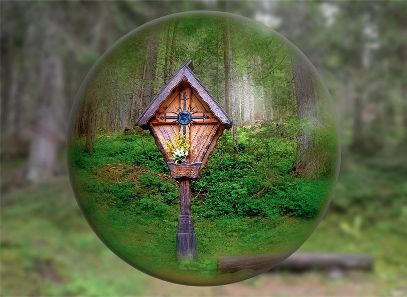 Way cross in the forest by Leopold Brix